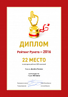 22 место по России в SEO-рейтинге Рунета в 2016 году